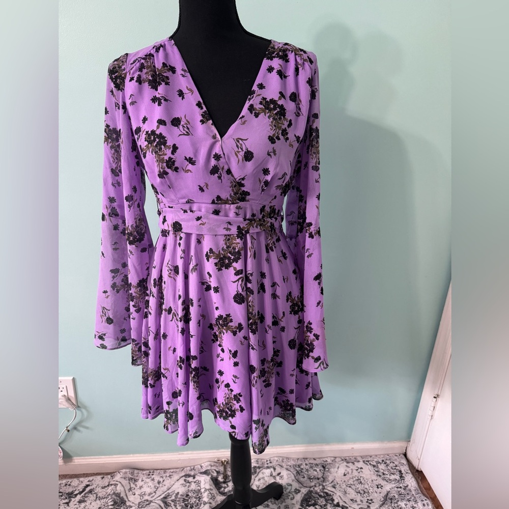 EUC Free People Purple Long Sleeve Mini Dress size S